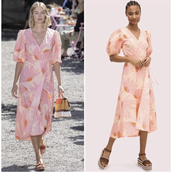 NWT KATE SPADE FALLING FLOWERS WRAP DRESS SIZE 0 - Picture 1 of 8